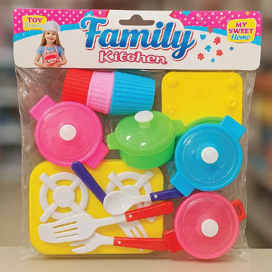 Family Kitchen Play Set – Cooking Utensils & Pots Toy Set for Kids