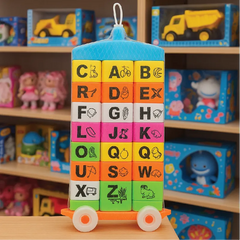 Alphabet Learning Blocks Trolley Toy – ABC Educational Soft Blocks for Kids