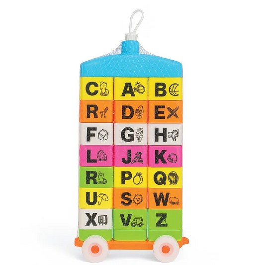 Alphabet Learning Blocks Trolley Toy – ABC Educational Soft Blocks for Kids
