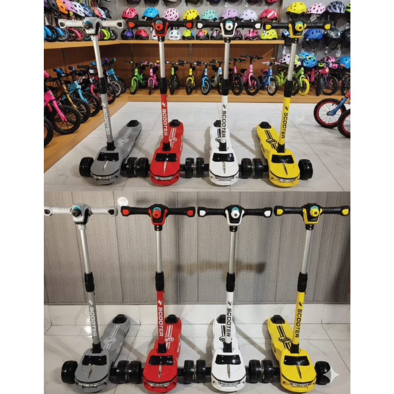Kids 3-Wheel LED Scooter – Adjustable Height & Car Design Ride  3–8 years