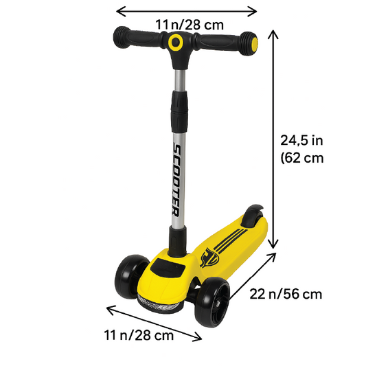 Kids 3-Wheel LED Scooter – Adjustable Height & Car Design Ride  3–8 years