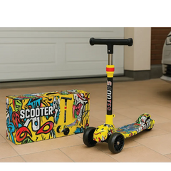 Graffiti Print Kids Scooter  3-Wheel Adjustable LED Ride