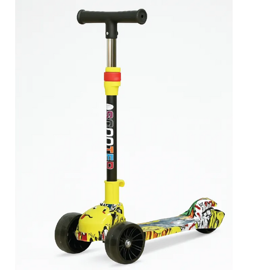 Graffiti Print Kids Scooter  3-Wheel Adjustable LED Ride
