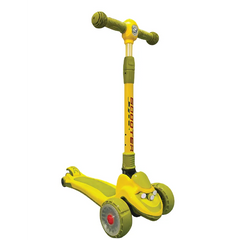 Yellow LED Car Face Kids Scooter  3-Wheel Adjustable Ride