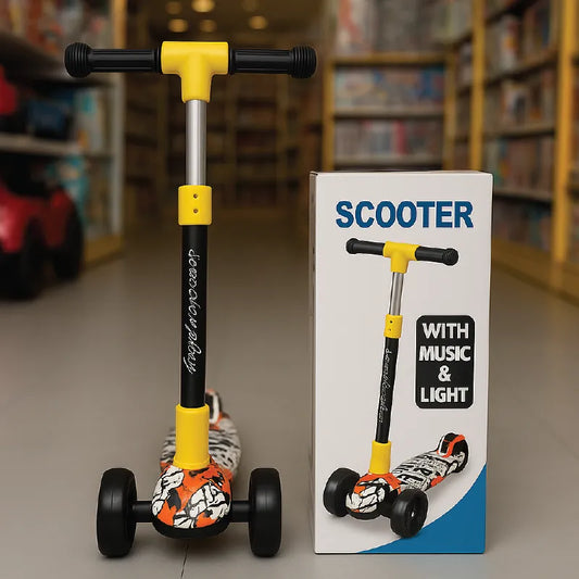 Music & Light Kick Scooter for Kids  Adjustable 3-Wheel Ride