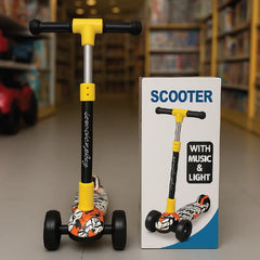 Music & Light Kick Scooter for Kids  Adjustable 3-Wheel Ride