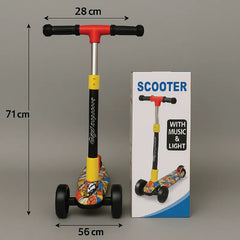 Music & Light Kick Scooter for Kids  Adjustable 3-Wheel Ride