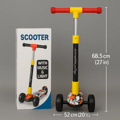 Music & Light Kick Scooter for Kids  Adjustable 3-Wheel Ride