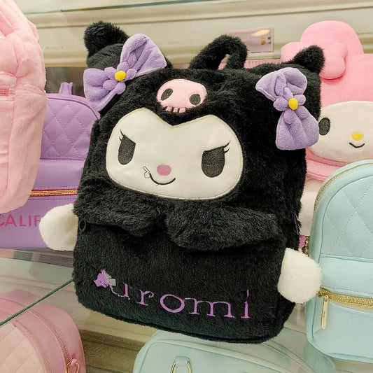 Kuromi Plush Backpack – Black Edition | Cute & Soft Kids Bag