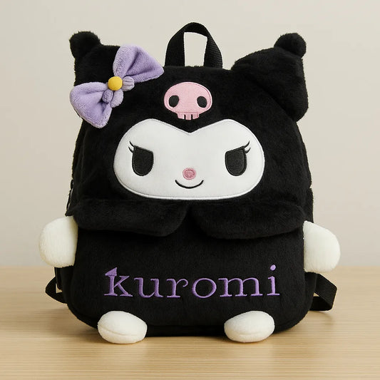 Kuromi Plush Backpack – Black Edition | Cute & Soft Kids Bag