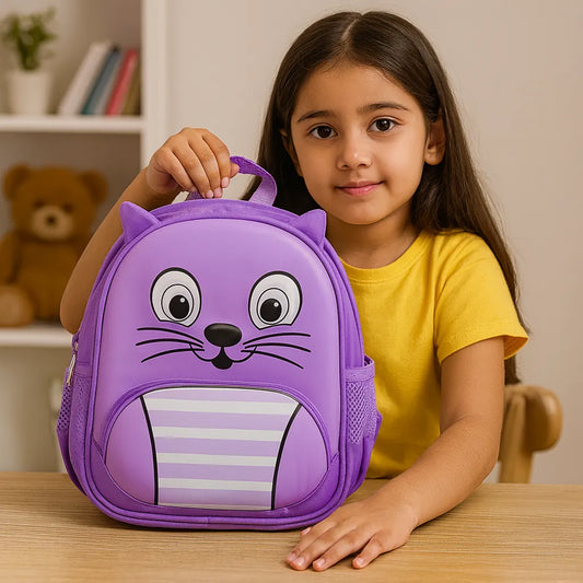 Cute Purple Cat Backpack for Kids – Lightweight & Stylish School Bag