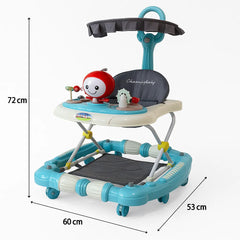 Baby Walker with Canopy & Play Toys  For 6–18 Months (72 × 60 × 53 cm)