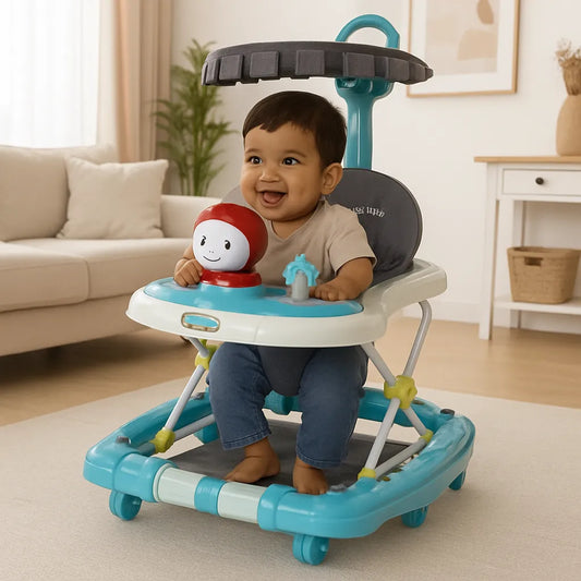 Baby Walker with Canopy & Play Toys  For 6–18 Months (72 × 60 × 53 cm)