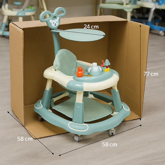 Baby Walker with Canopy & Toy Tray – For 6–18 Months (82 × 69 × 54 cm)