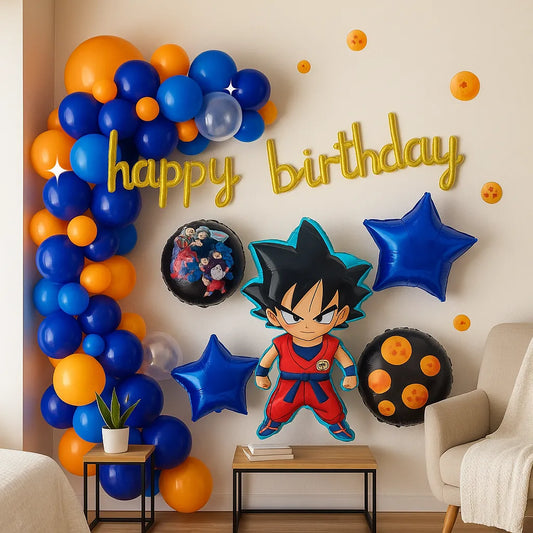 Dragon Warrior Birthday Decoration Set – Blue & Orange Balloon Theme Party Kit