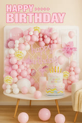 Pink Birthday Balloon Decoration Set  Elegant Pastel Party Kit for Girls
