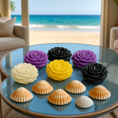 Floral & Seashell Candle Set  Elegant Scented Décor Collection