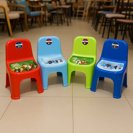 Kids Cartoon Plastic Chairs  Colorful & Durable Seating for Toddlers