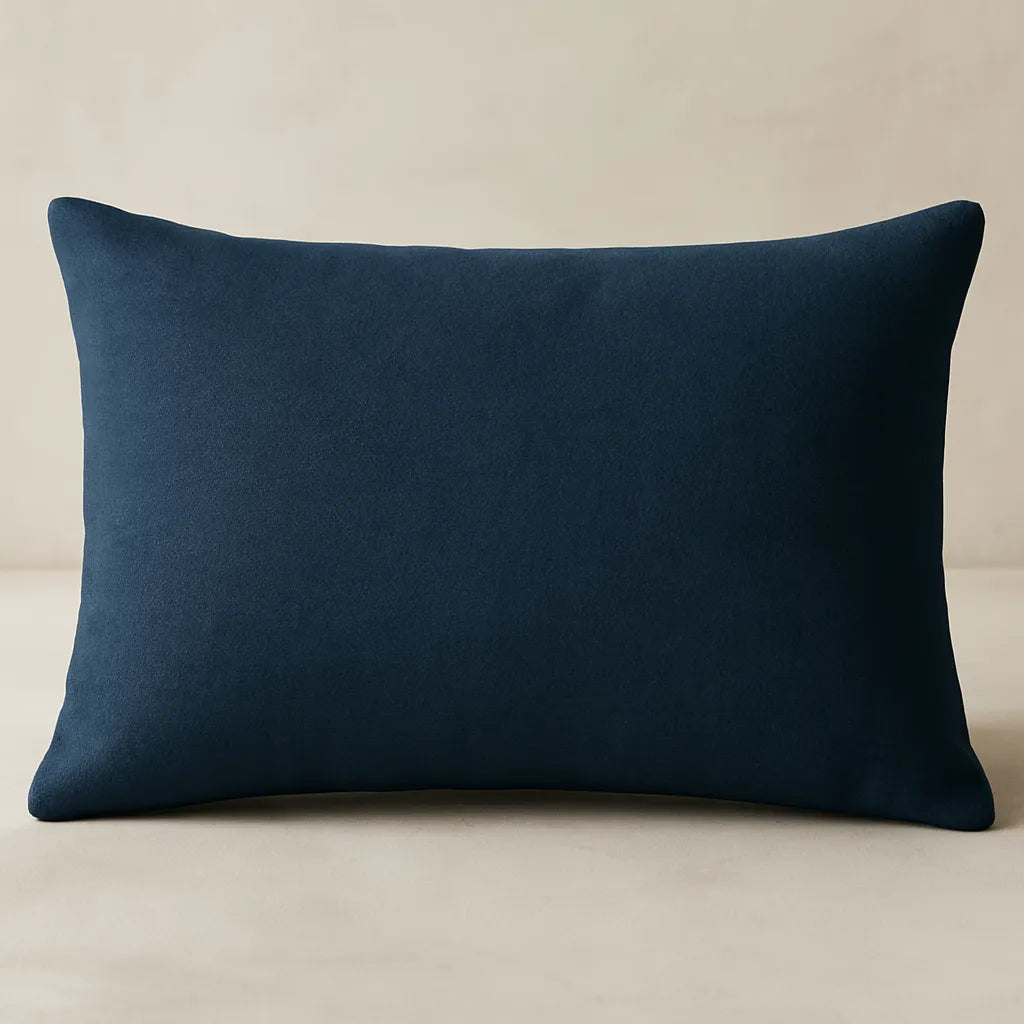 Navy blue pillow on a beige background