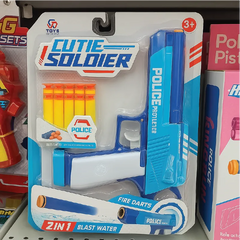 Cutie Soldier Police Gun Set – 2 in 1 Blast Water & Soft Bullet Darts Toy (3+ Ages)