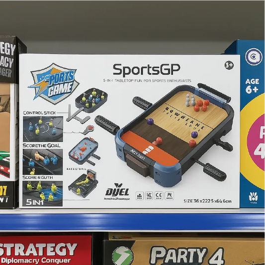 SportsGP 5-in-1 Tabletop Sports Game – Football, Ice Hockey, Basketball, Bowling & Table Tennis (5+ Years)