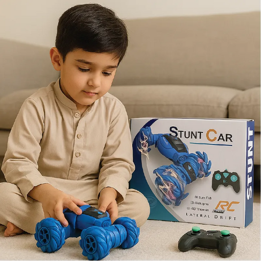 RC Stunt Car – 360° Rotation Drift Car with Remote Control & LED Lights (3+ Years)