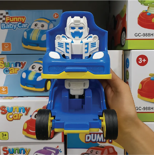 2-in-1 Transforming Robot Car Toy – Blue Cartoon Car with Robot Action (3+ Years)
