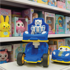 2-in-1 Transforming Robot Car Toy – Blue Cartoon Car with Robot Action (3+ Years)