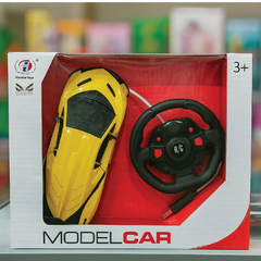 Remote Control Sports Car Set – Dual Racing Cars with Steering Wheel Remote (Yellow & Red)