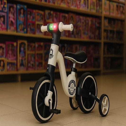 Premium Balance Tricycle for Kids with Training Wheels – Brown & Black