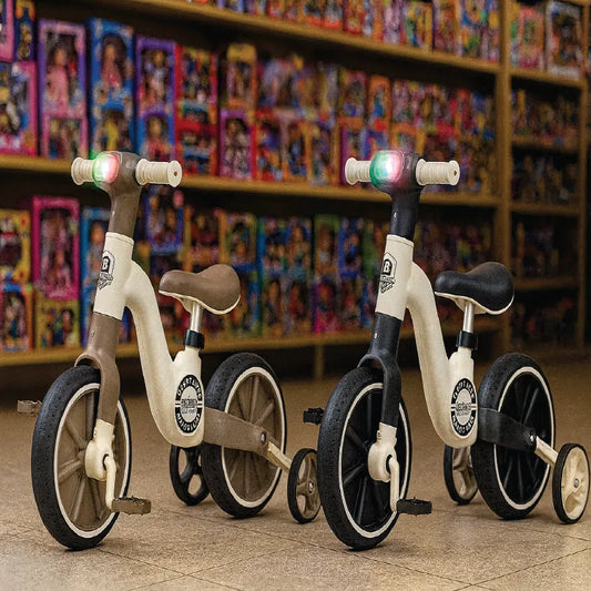 Premium Balance Tricycle for Kids with Training Wheels – Brown & Black
