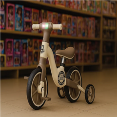 Premium Balance Tricycle for Kids with Training Wheels – Brown & Black