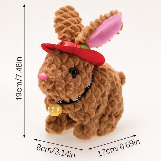 Fluffy Bunny Plush Toy with Hat – Soft Cuddly Stuffed Animal for Kids