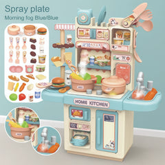 Deluxe Home Kitchen Play Set – Pretend Cooking Toy with Spray, Lights & 50+ Accessories (Blue)
