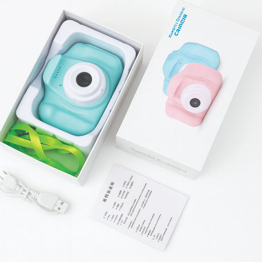 Kids Digital Camera – Mini Rechargeable Toy Camera with USB Cable & Strap (Blue/Pink)