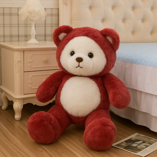 Large Red & White Teddy Bear (80–100 cm) – Soft Plush Gift for Kids & Loved Ones