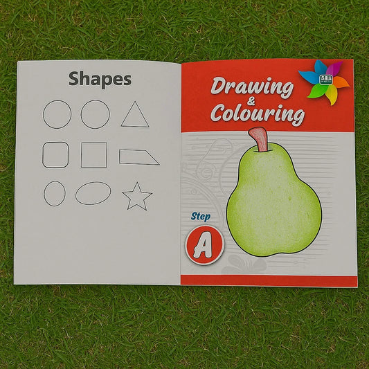 Drawing & Colouring Book – Step A (For Kids 3+ Years)