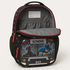Batman Cartoon School Backpack – Large 16 Inch Kids School Bag with Bus Design
