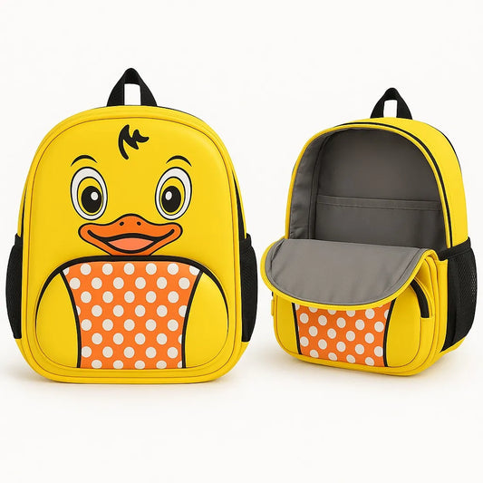 Duck Cartoon School Backpack – Cute Yellow Kids School Bag for Nursery & Primary