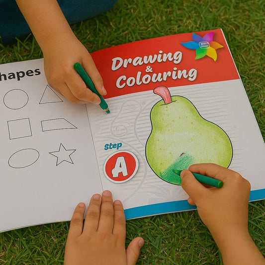 Drawing & Colouring Book – Step A (For Kids 3+ Years)