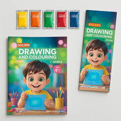 Golden Drawing and Colouring Book – Step B with Free Colours