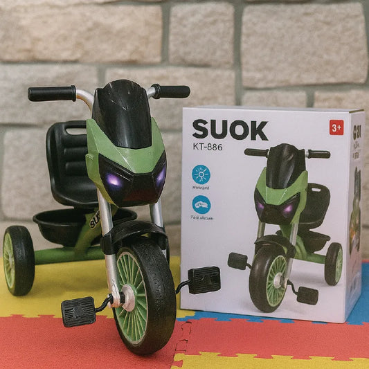 Kids Pedal Tricycle – Sporty Ride-On Bike Style with Wide Wheels & Comfortable Seat (Green & Black)
