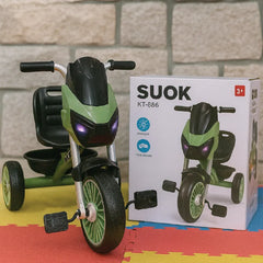 Kids Pedal Tricycle – Sporty Ride-On Bike Style with Wide Wheels & Comfortable Seat (Green & Black)