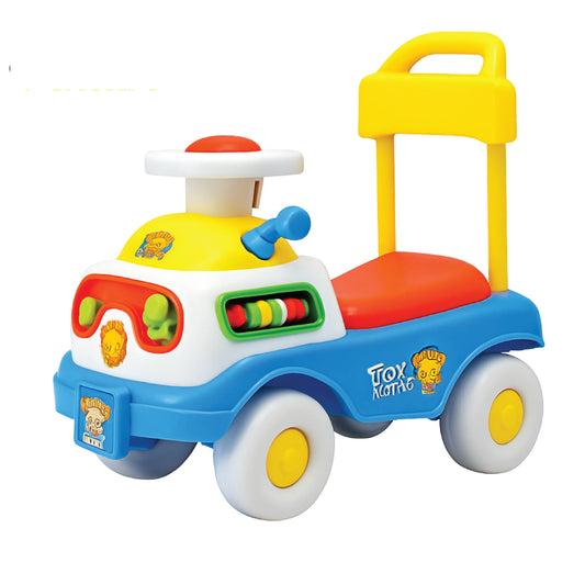 Baby Push Ride-On Car with Steering & Backrest – Multicolor Toddler Walker