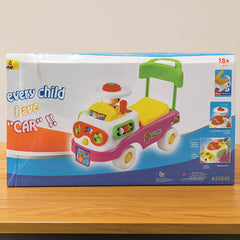 Baby Push Ride-On Car with Steering & Backrest – Multicolor Toddler Walker