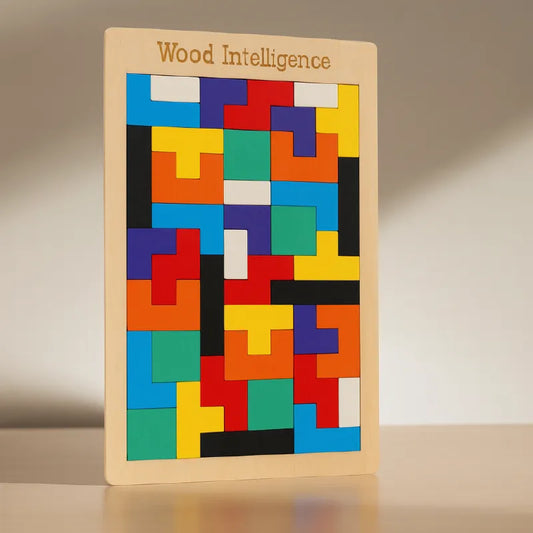 Wooden Intelligence Puzzle – Tetris Style Brain Teaser Game for Kids