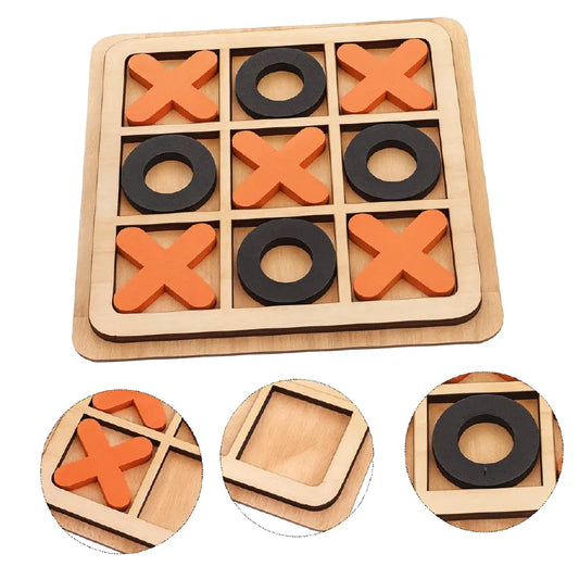 Wooden Tic Tac Toe Game – Classic XO Puzzle Board for Kids & Family
