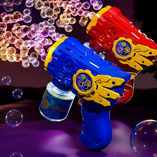 Electric Bubble Gun Toy – Colorful LED Bubble Blower Machine for Kids (Blue & Red)
