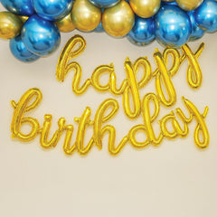 Golden “Happy Birthday” Foil Balloon Set