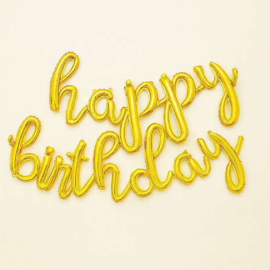 Golden “Happy Birthday” Foil Balloon Set